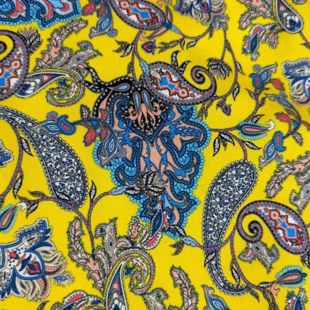 Hreski Golf Shorts Mens 44 Yellow Paisley Performance Stretch Flat Front